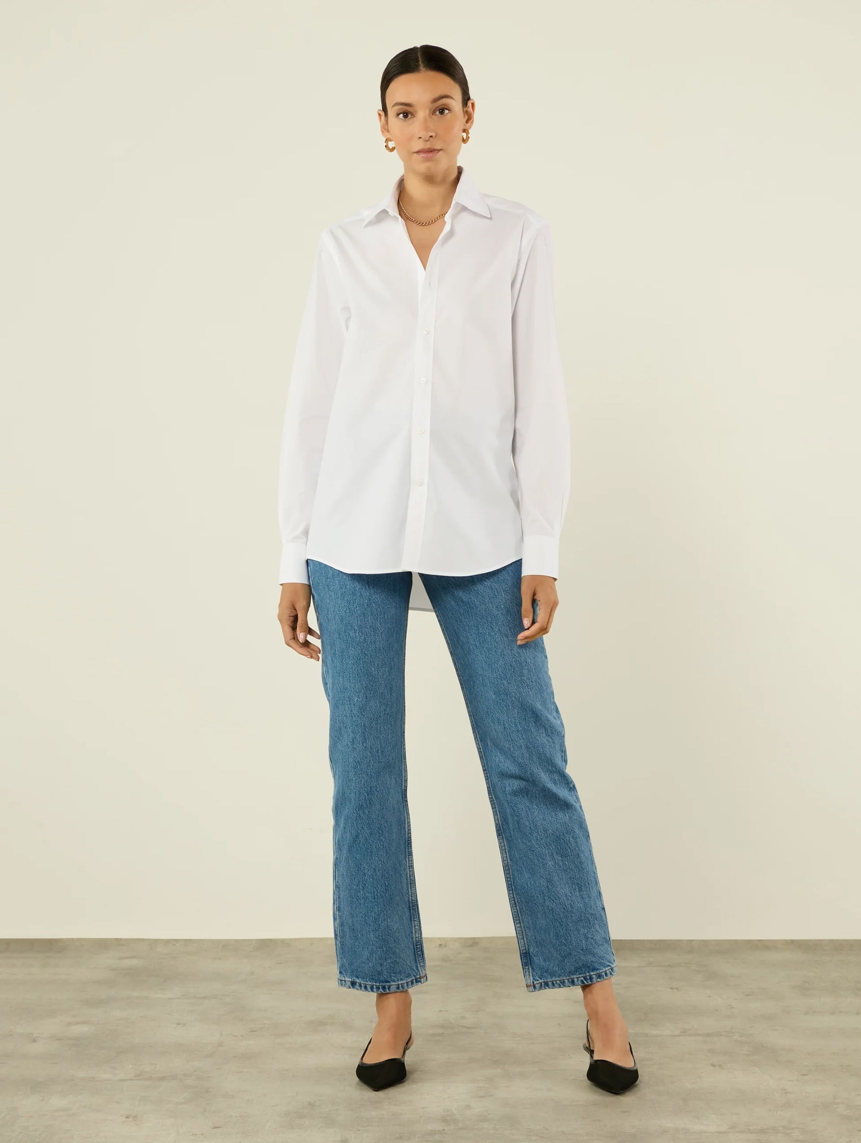 The Boyfriend Poplin Shirt in White