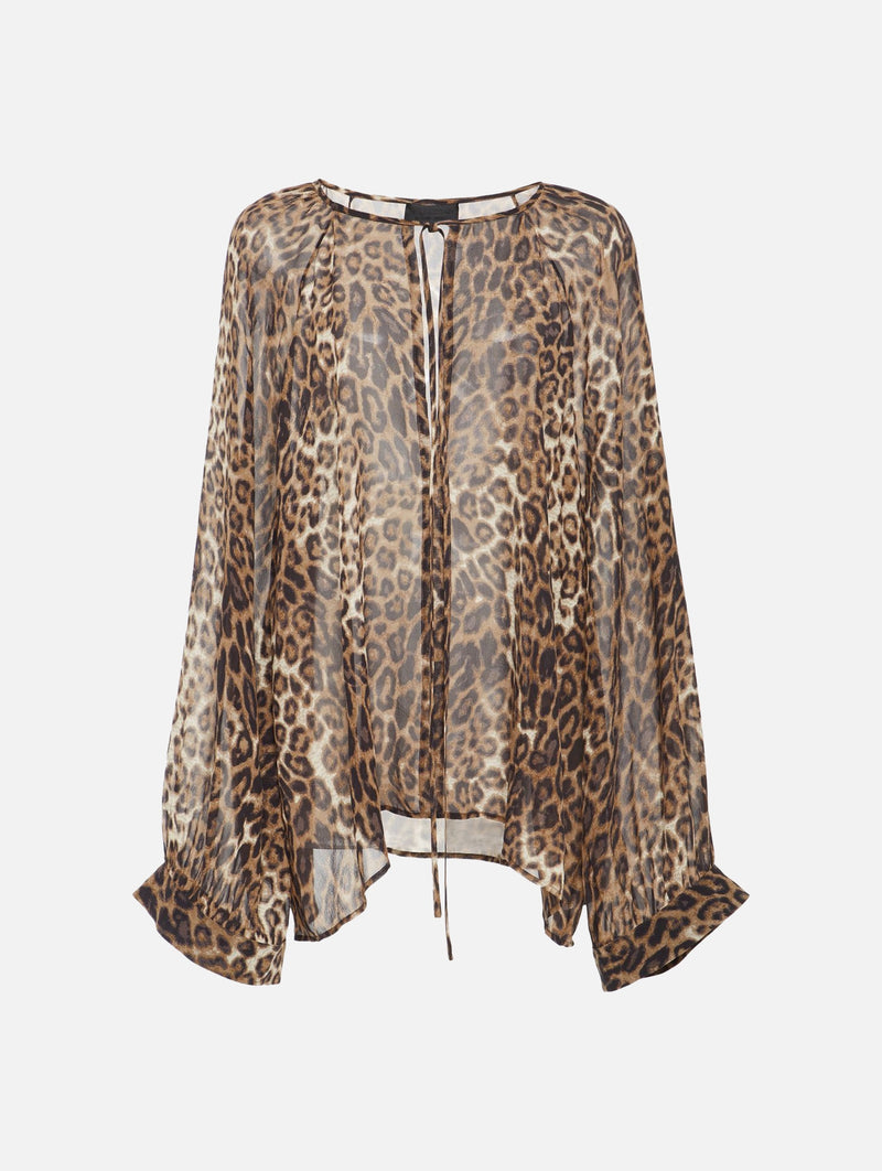 Acadia Silk Blouse in Vintage Leopard Print