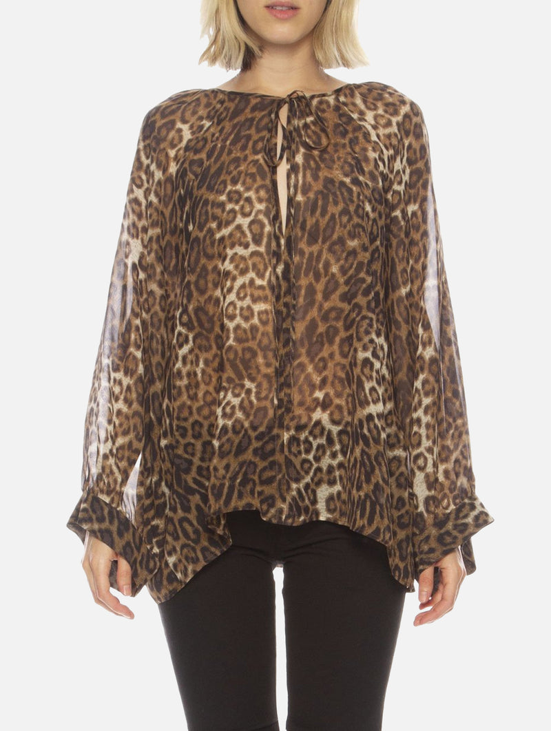 Acadia Silk Blouse in Vintage Leopard Print