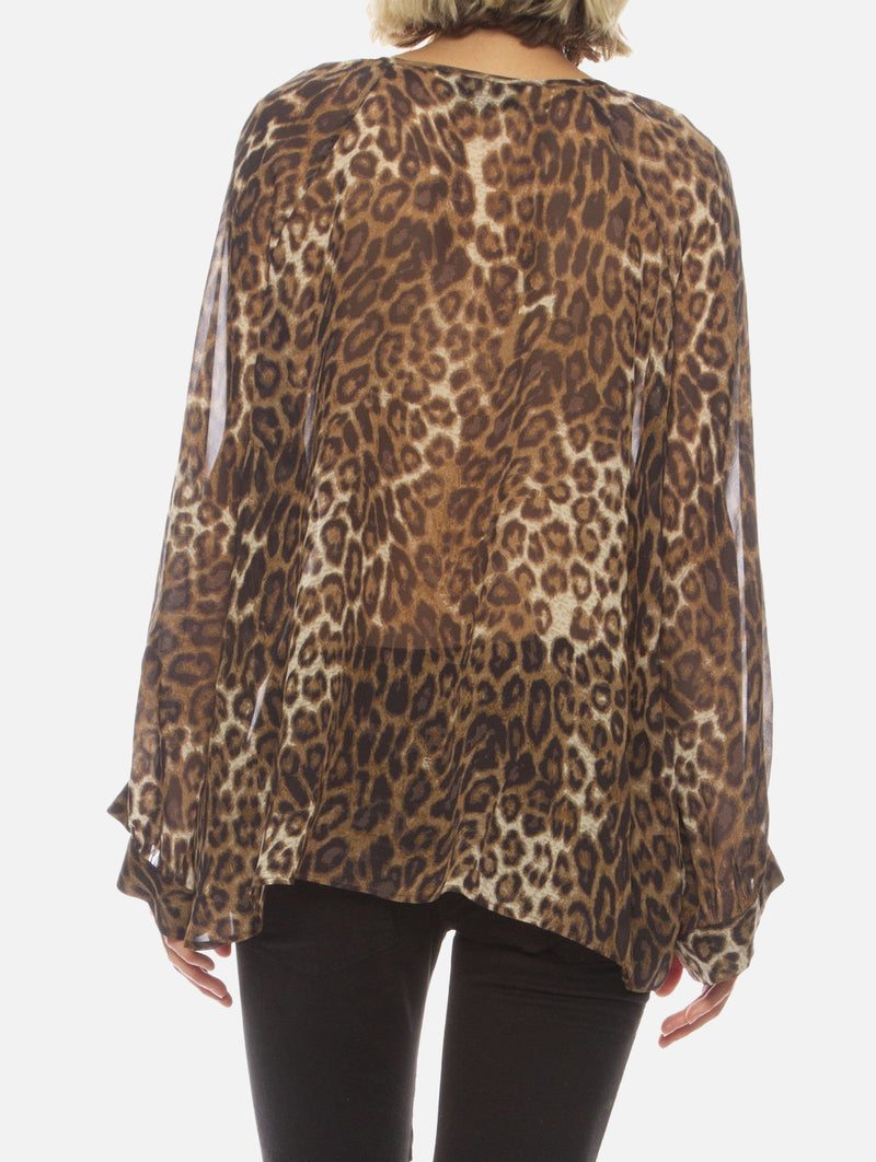 Acadia Silk Blouse in Vintage Leopard Print