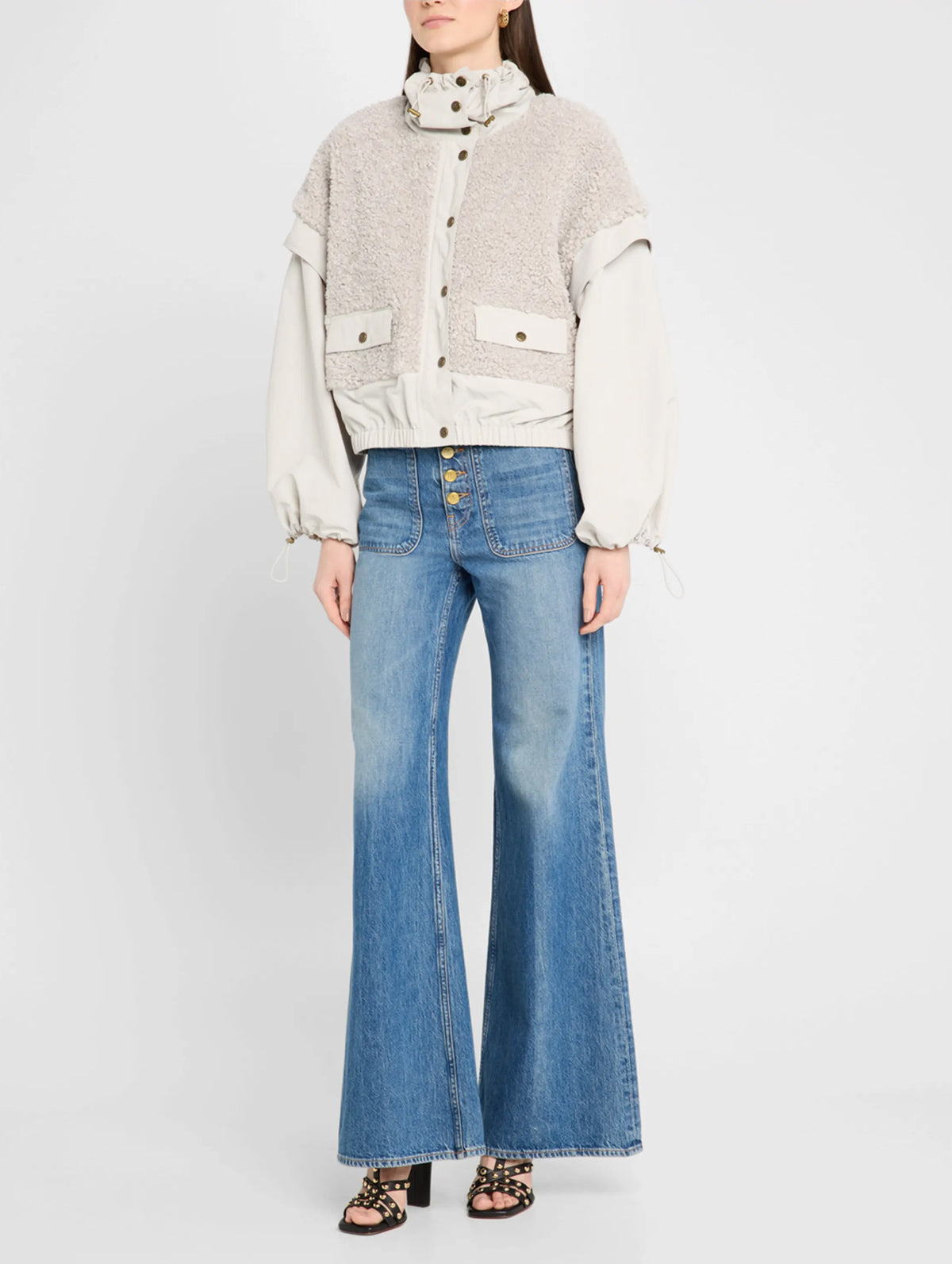 Aidan Teddy Fleece Jacket in Slate