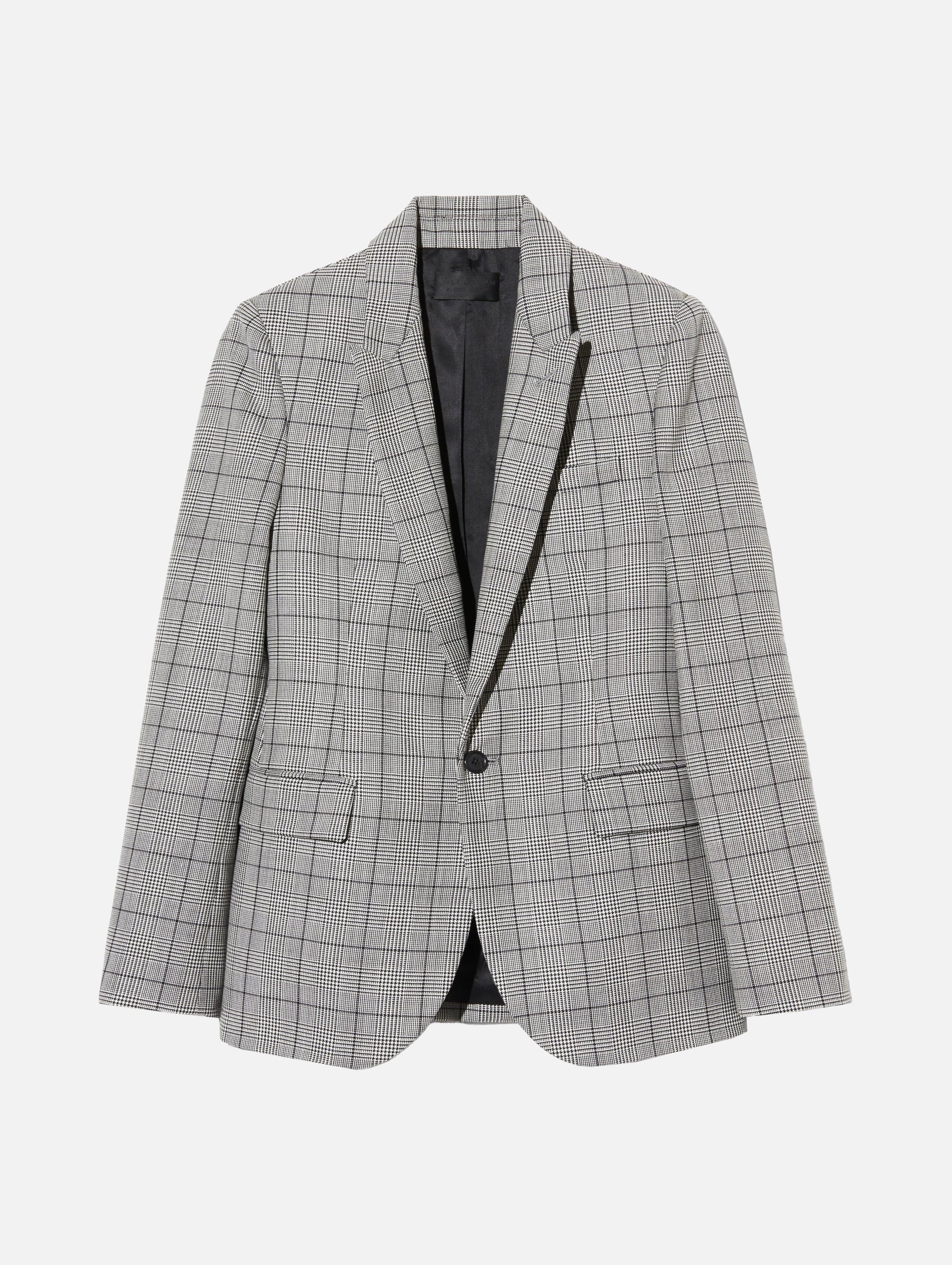 Anabel Wool Tailored Blazer in Black Plaid