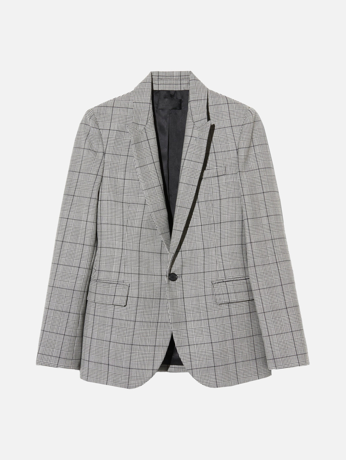 Anabel Wool Tailored Blazer in Black Plaid