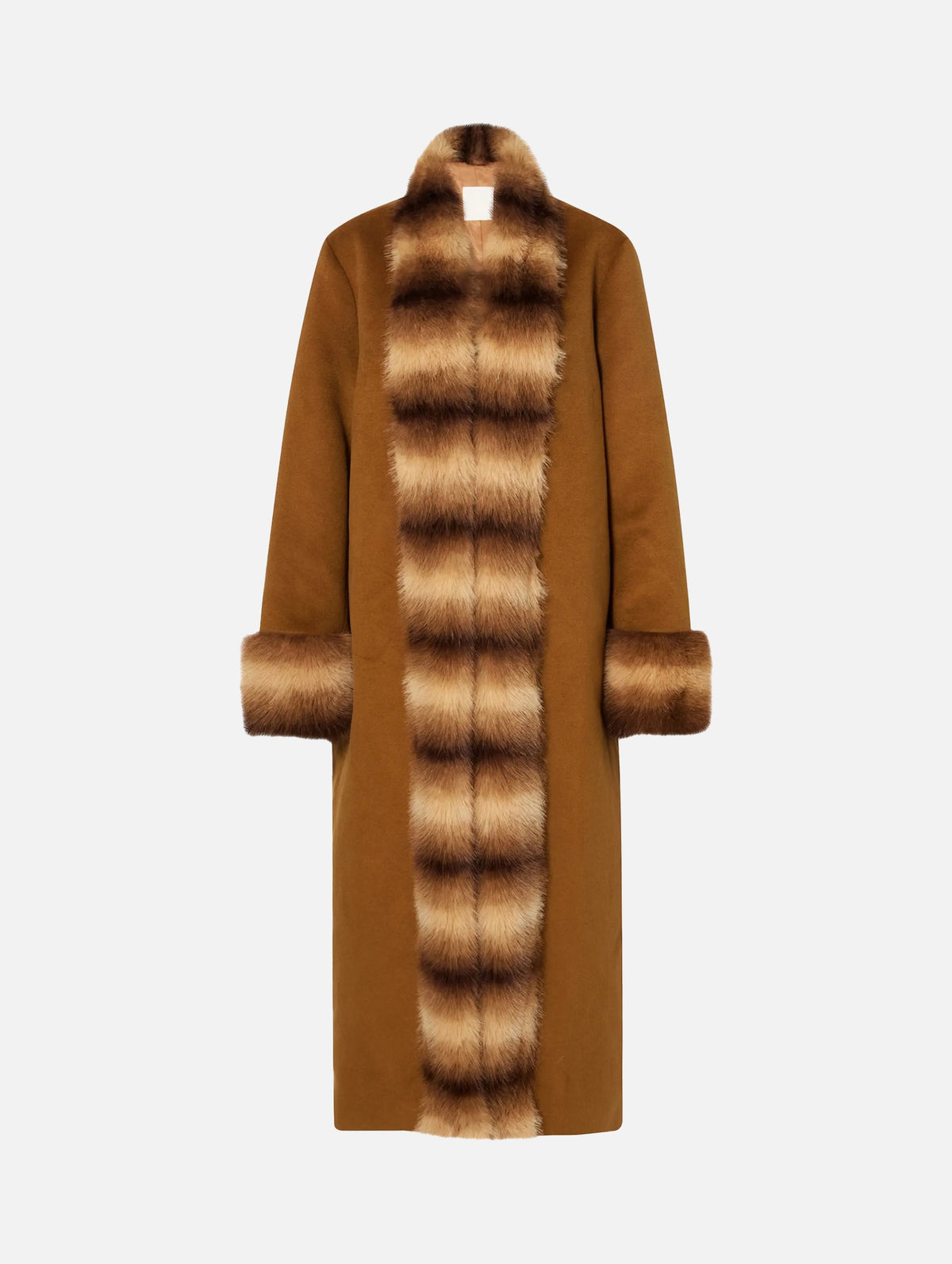 Anouk Yve Faux Fur Wool Coat in Camel