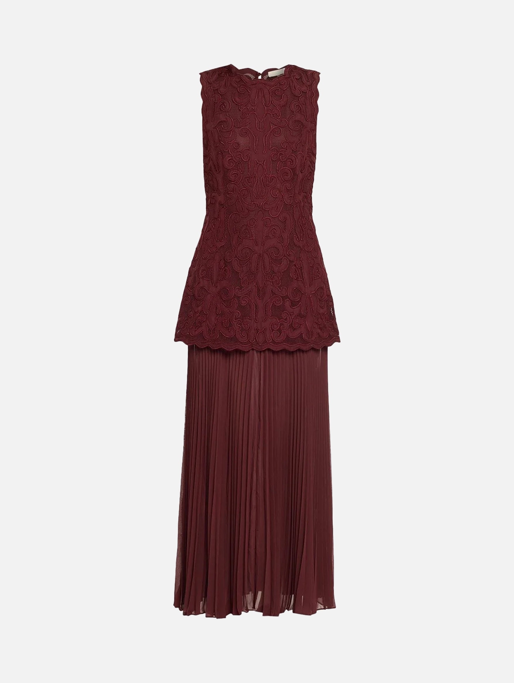 Auryn Applique Sleeveless Midi Dress in Mahogany