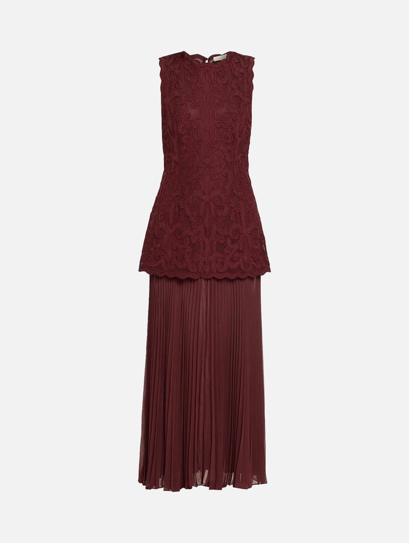 Auryn Applique Sleeveless Midi Dress in Mahogany