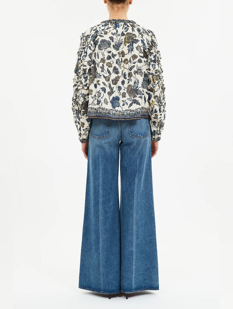 Azrou Long Sleeve Blouse in Porcelain