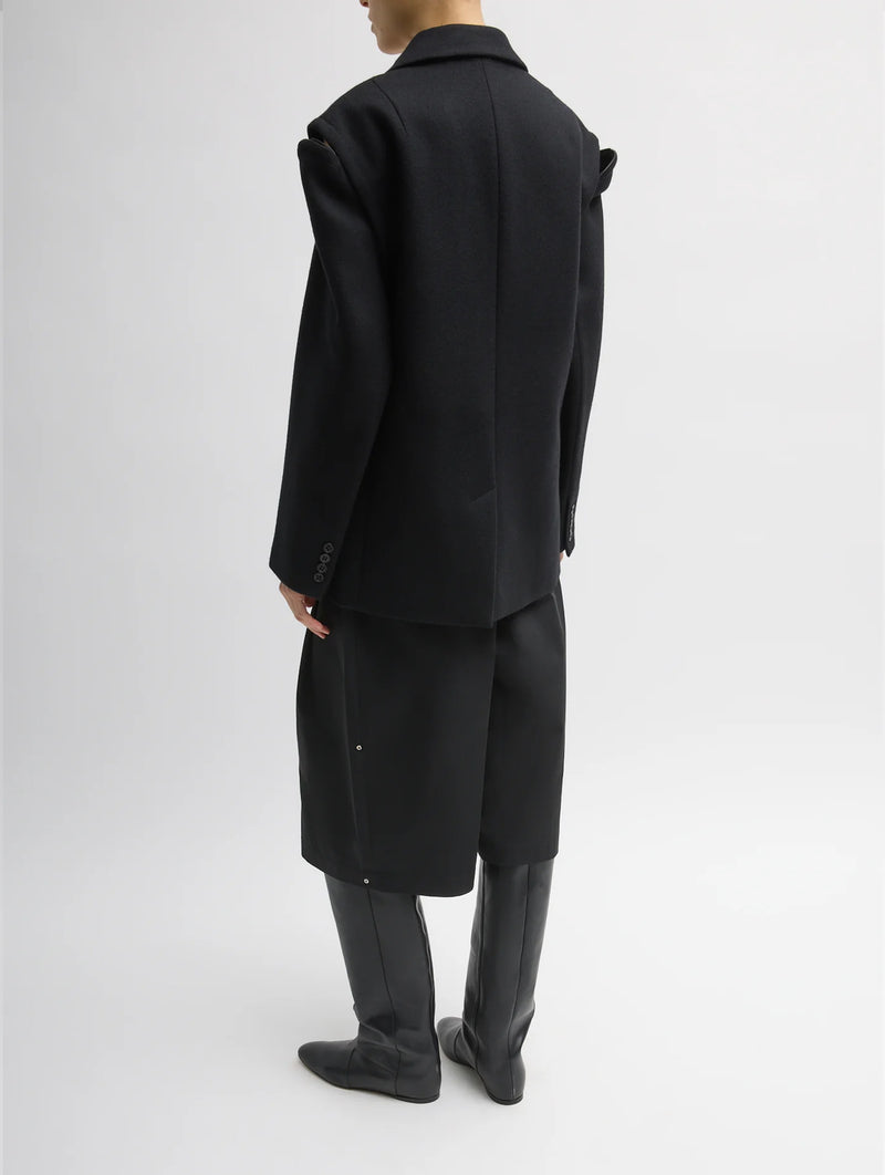 Bonded Recycled Felted Wool Convertible Blazer in Black