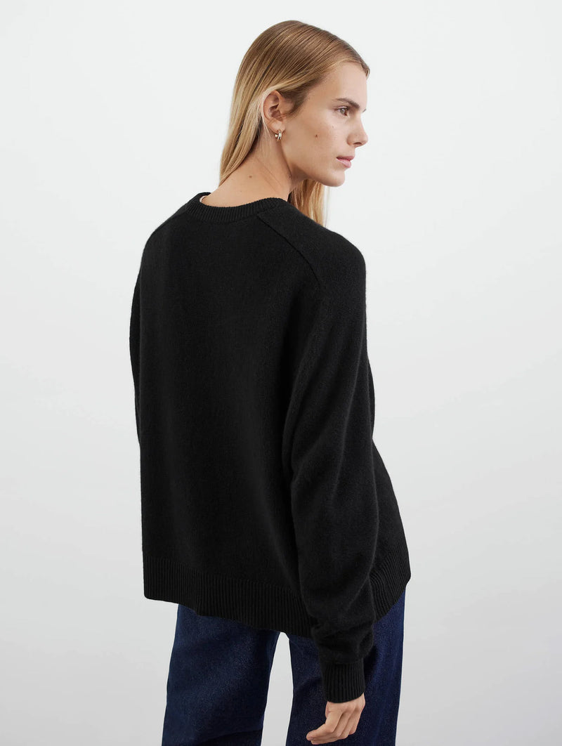 Boyfriend Cashmere Crewneck Sweater in Black