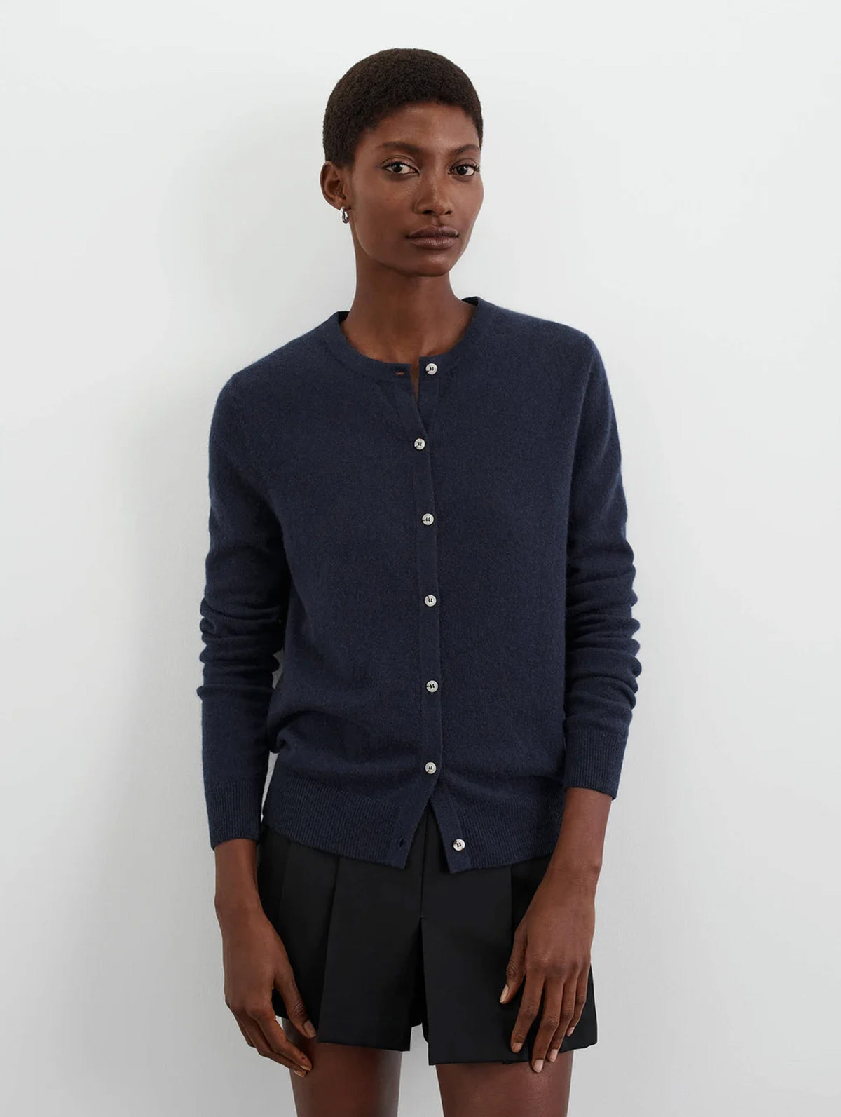Classic Cashmere Cardigan in Navy