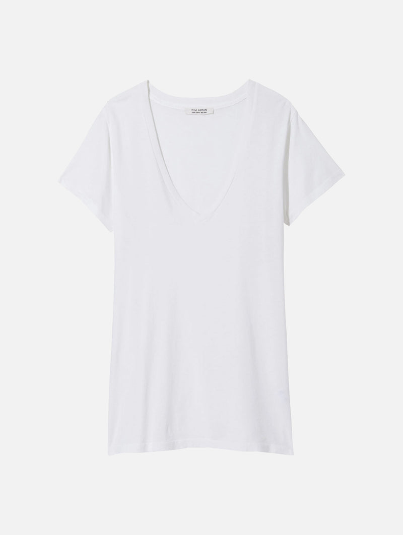 Carol V Neck Tee in White