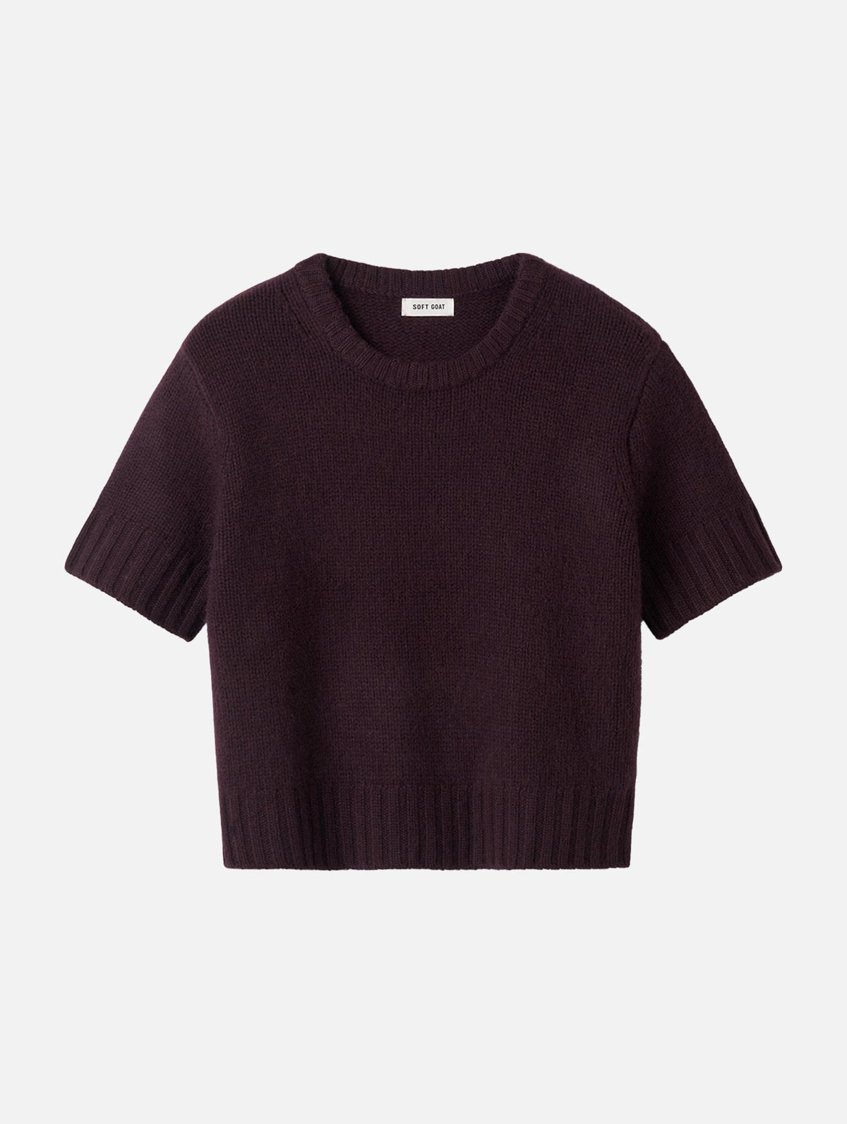 Chunky Cashmere Short Sleeve in Midnight Plum