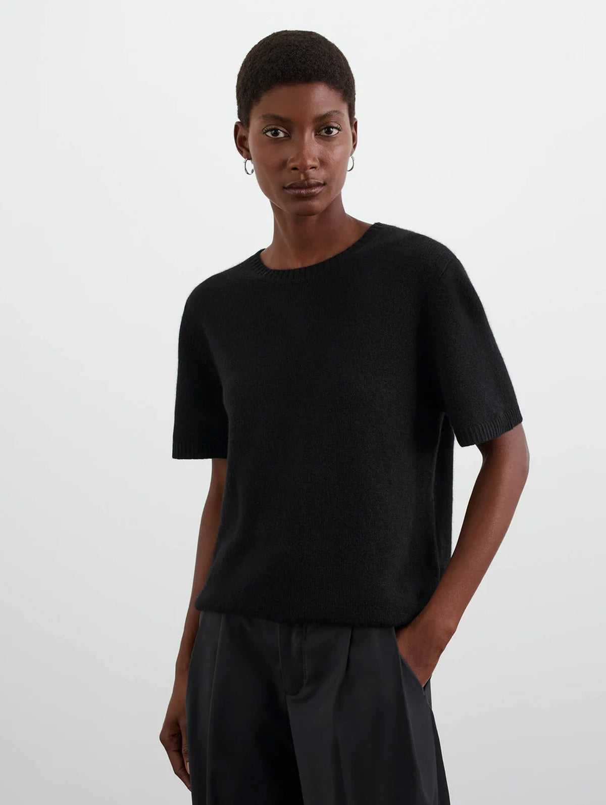 Oversized Cashmere T-Shirt in Black