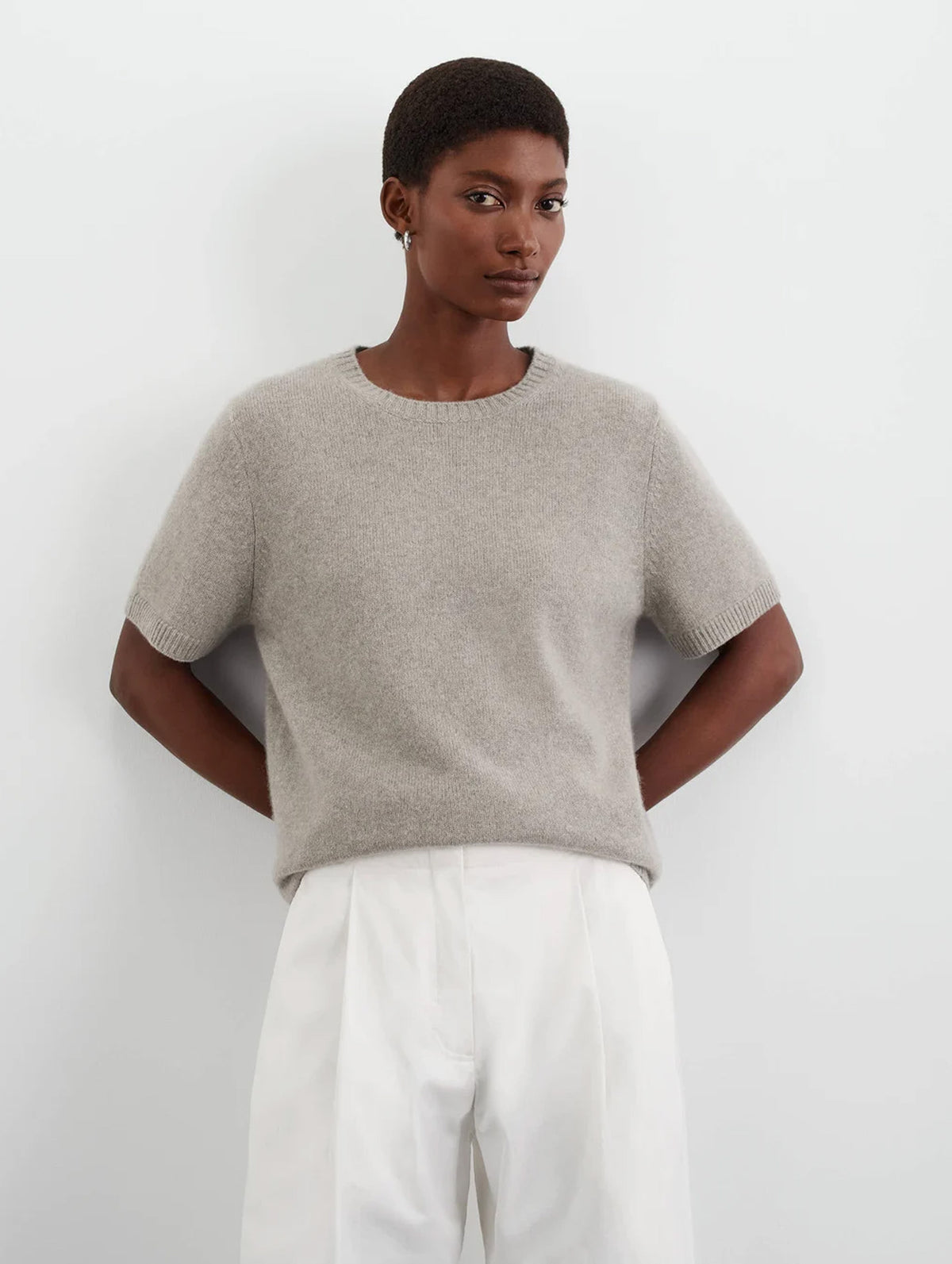 Oversized Cashmere T-Shirt in Greige