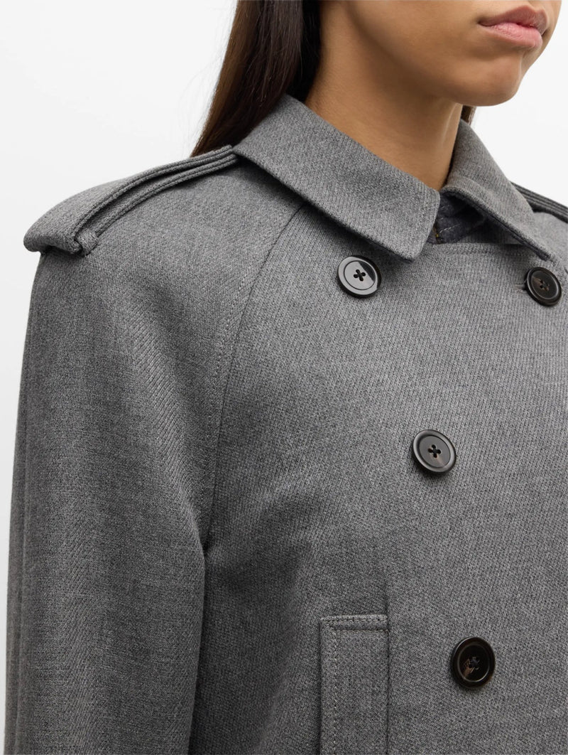 Cropped Conneley Trench in Heather Grey
