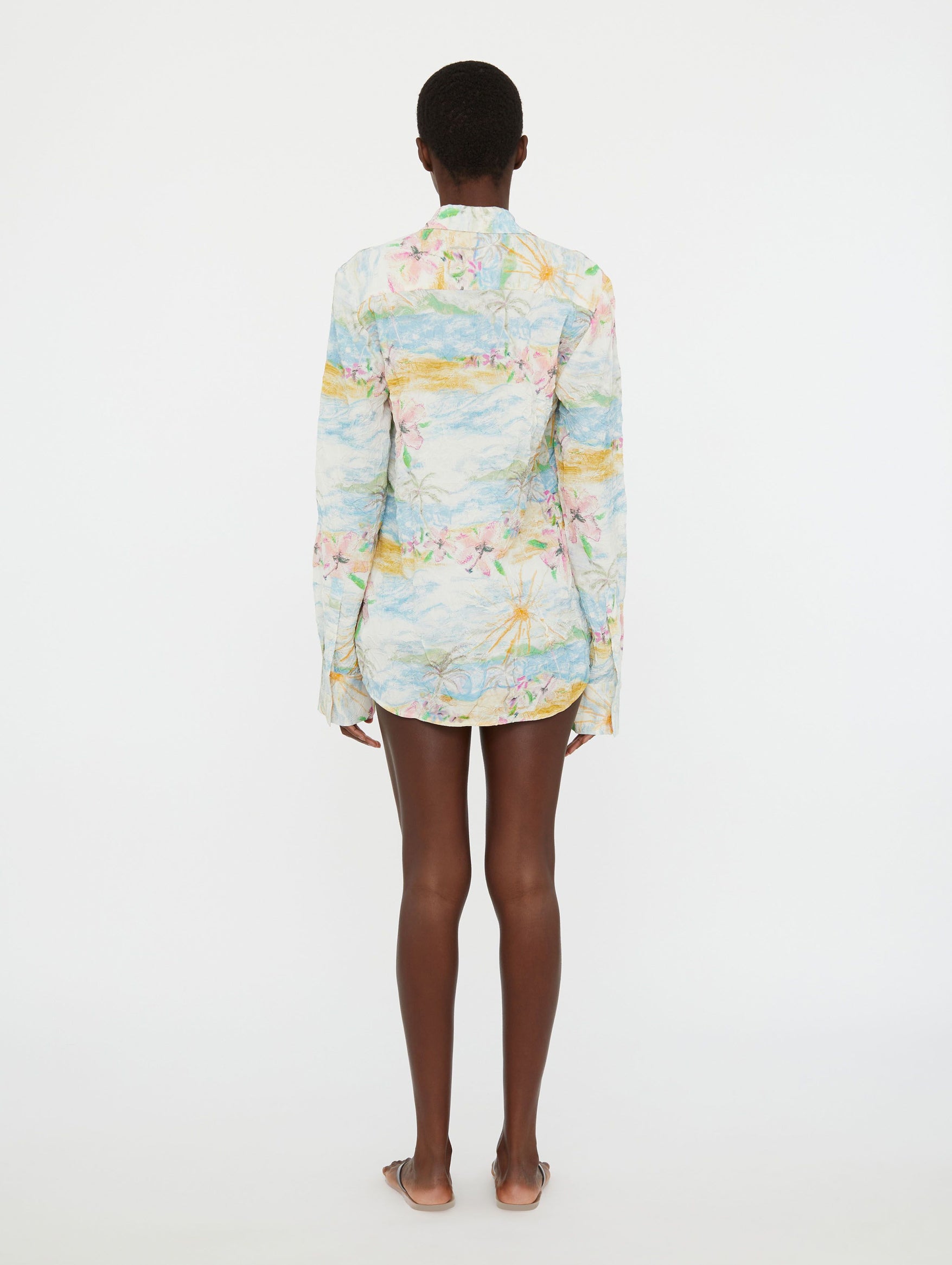 Crimped Bahia Shirt In Hibiscus