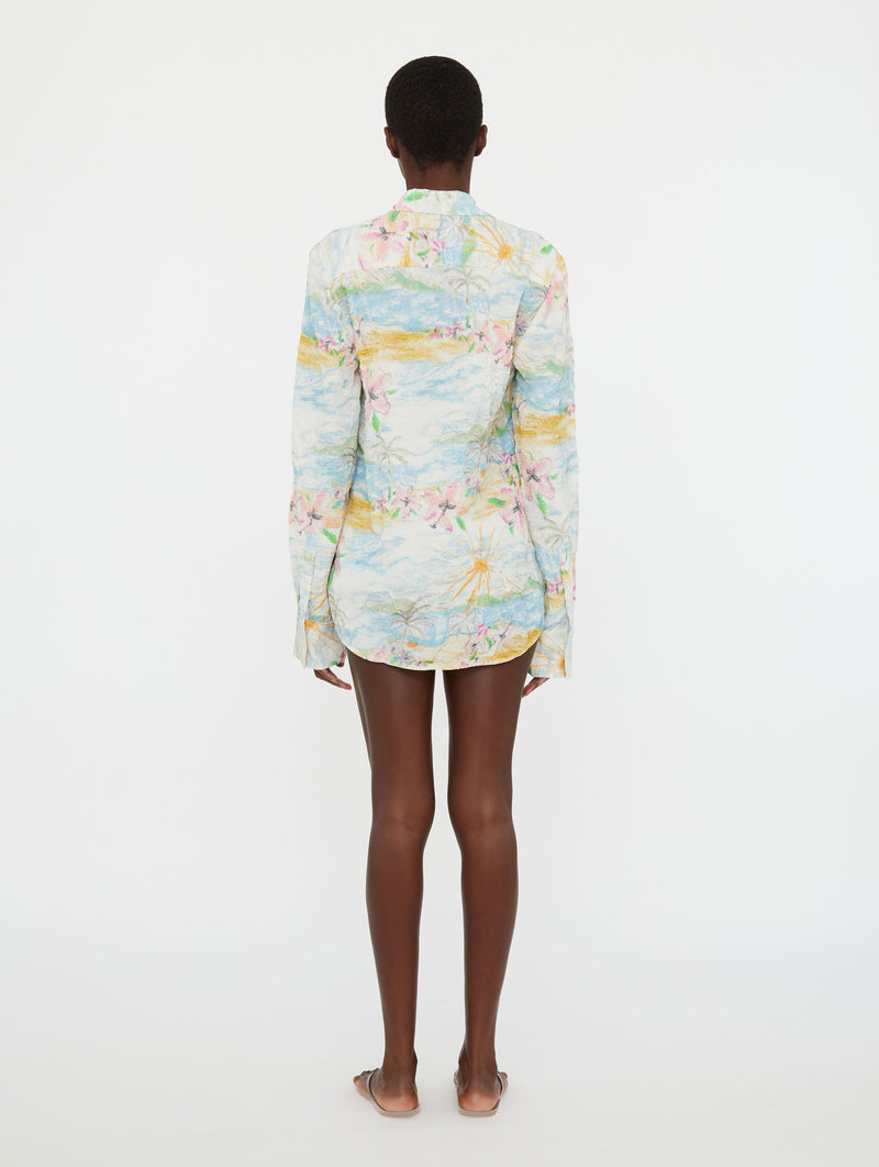 Crimped Bahia Shirt In Hibiscus