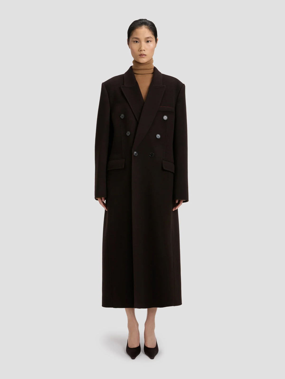 Double Faced Overcoat in Dark Chocolate and Coco