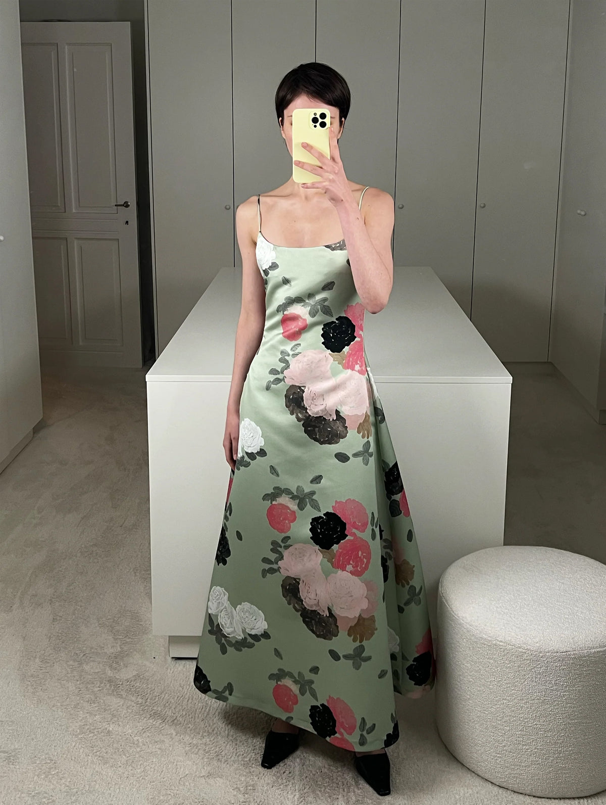 Nicole Dress in Auscot Rose Sage Green