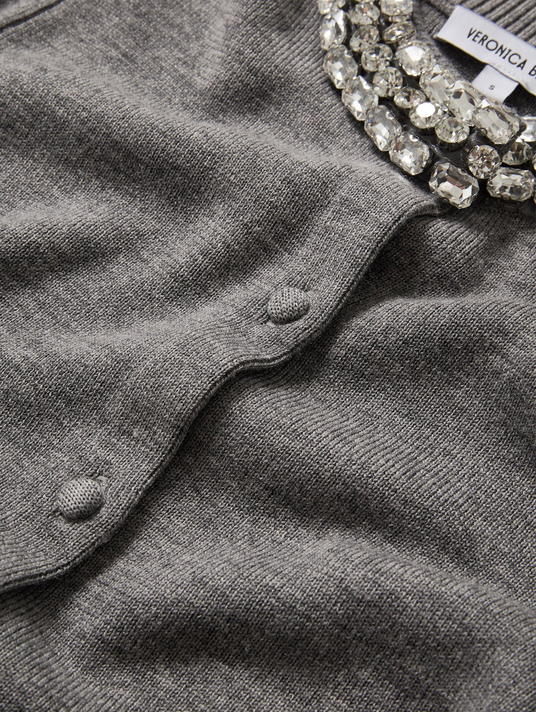 Daro Embellished Wool Cardigan in Heather Grey