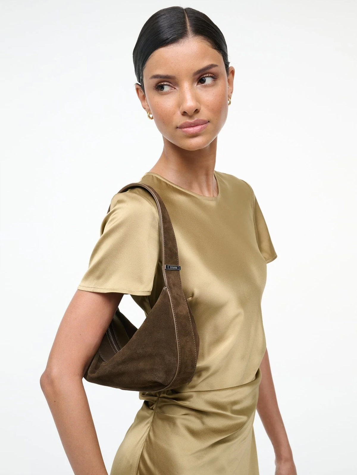 Demy Shoulder Bag in Truffle Suede