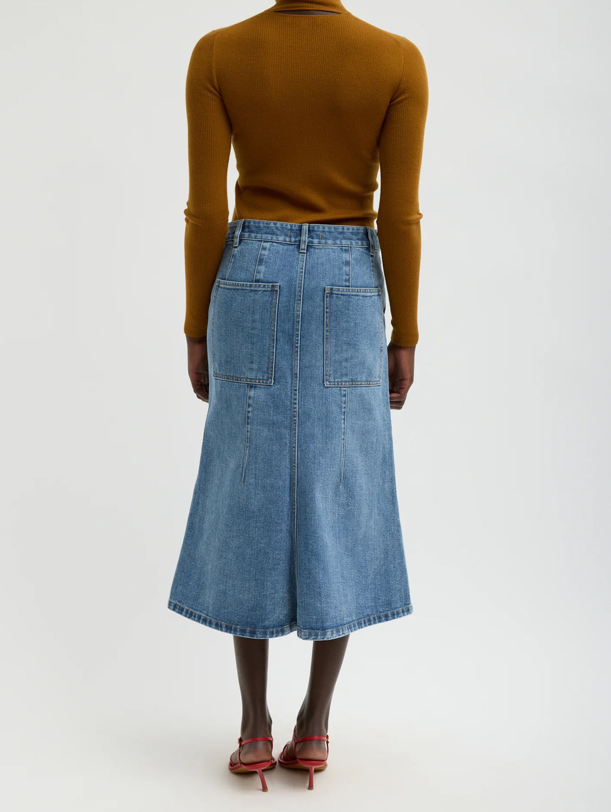 Classic Denim Sculpted Silke Skirt in Classic Blue