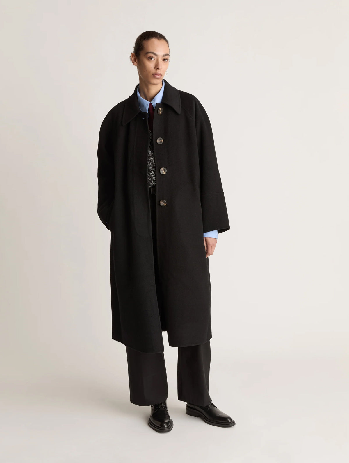 Florentine Cashmere Car Coat in Black