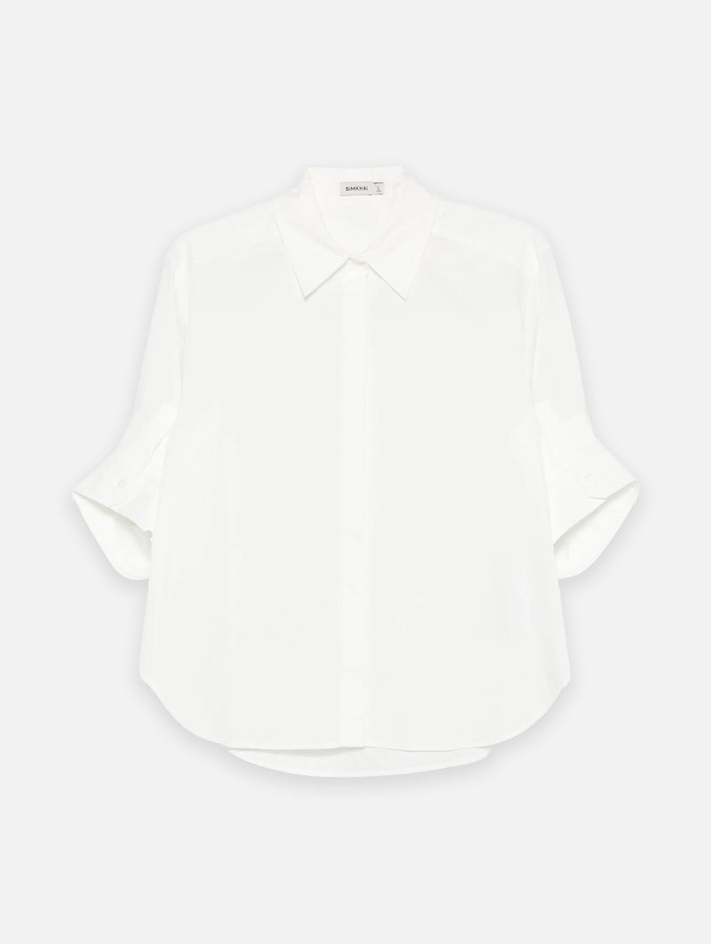 Gemma Three Quarter Sleeve Shirt in White