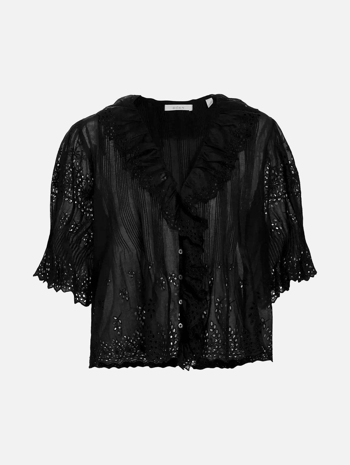 Henri Eyelet Top in Black