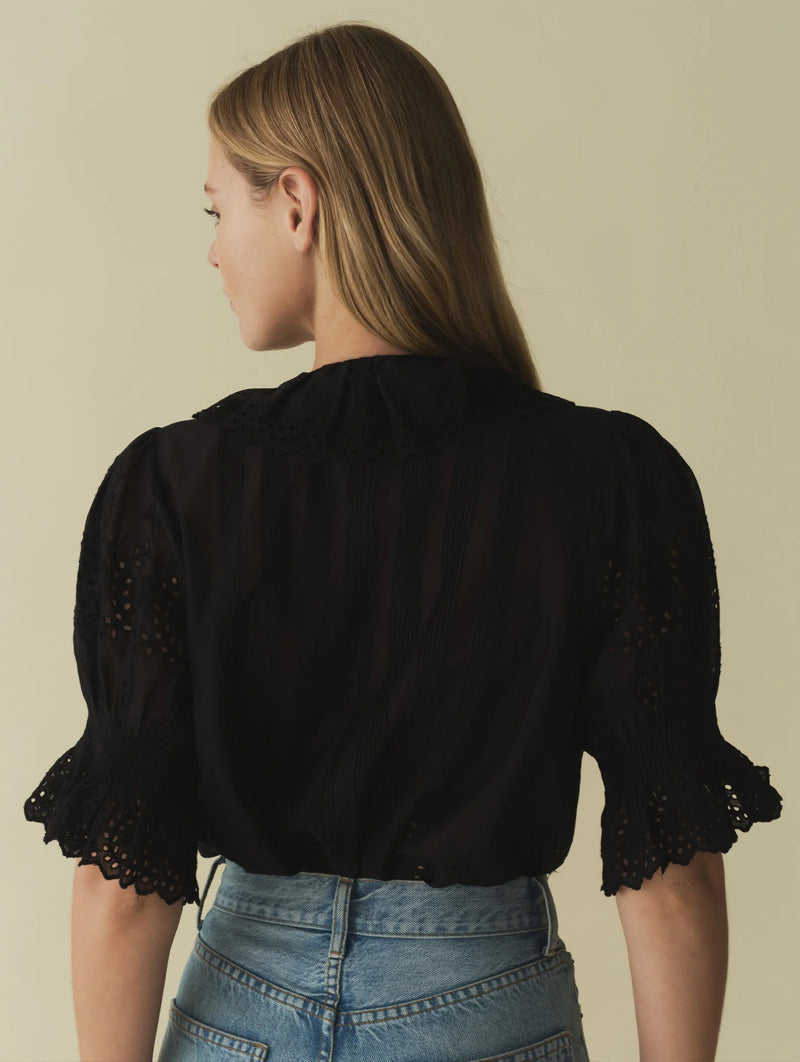 Henri Eyelet Top in Black