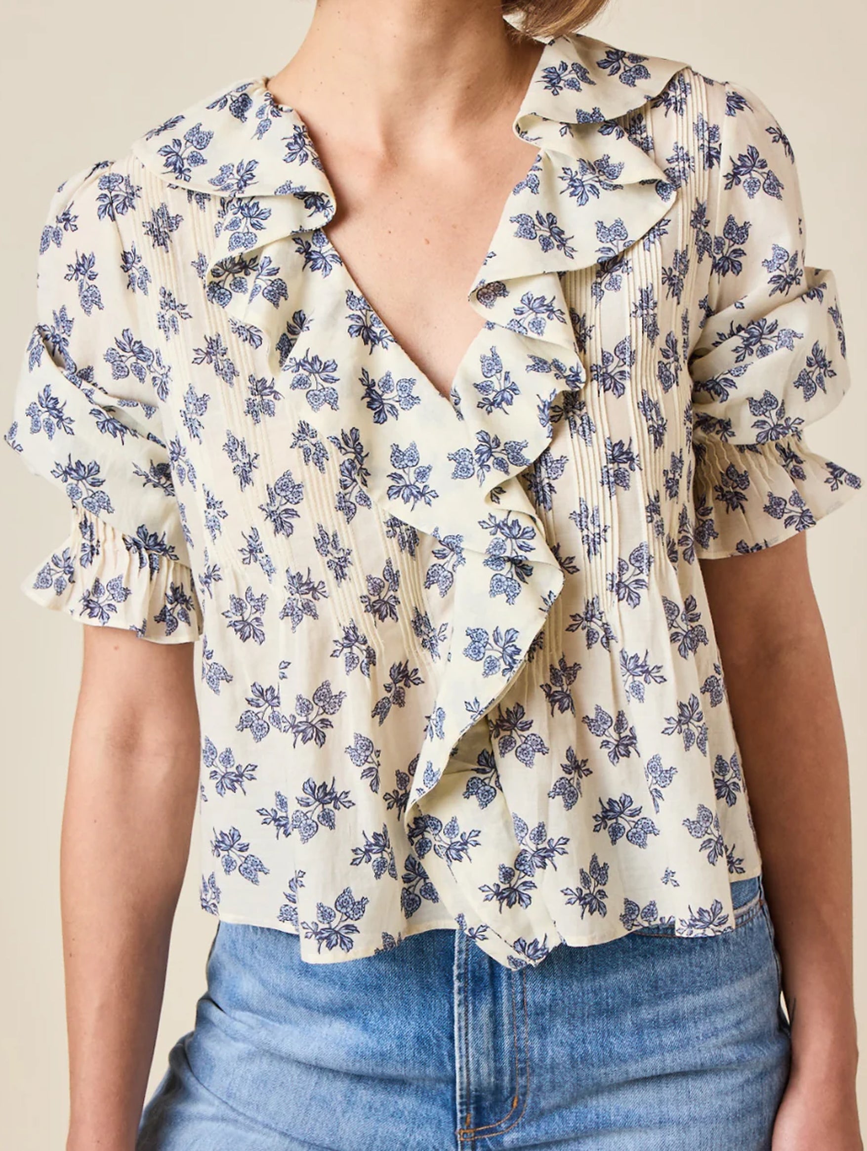 Henri Top in Creme Pomegranate Bloom