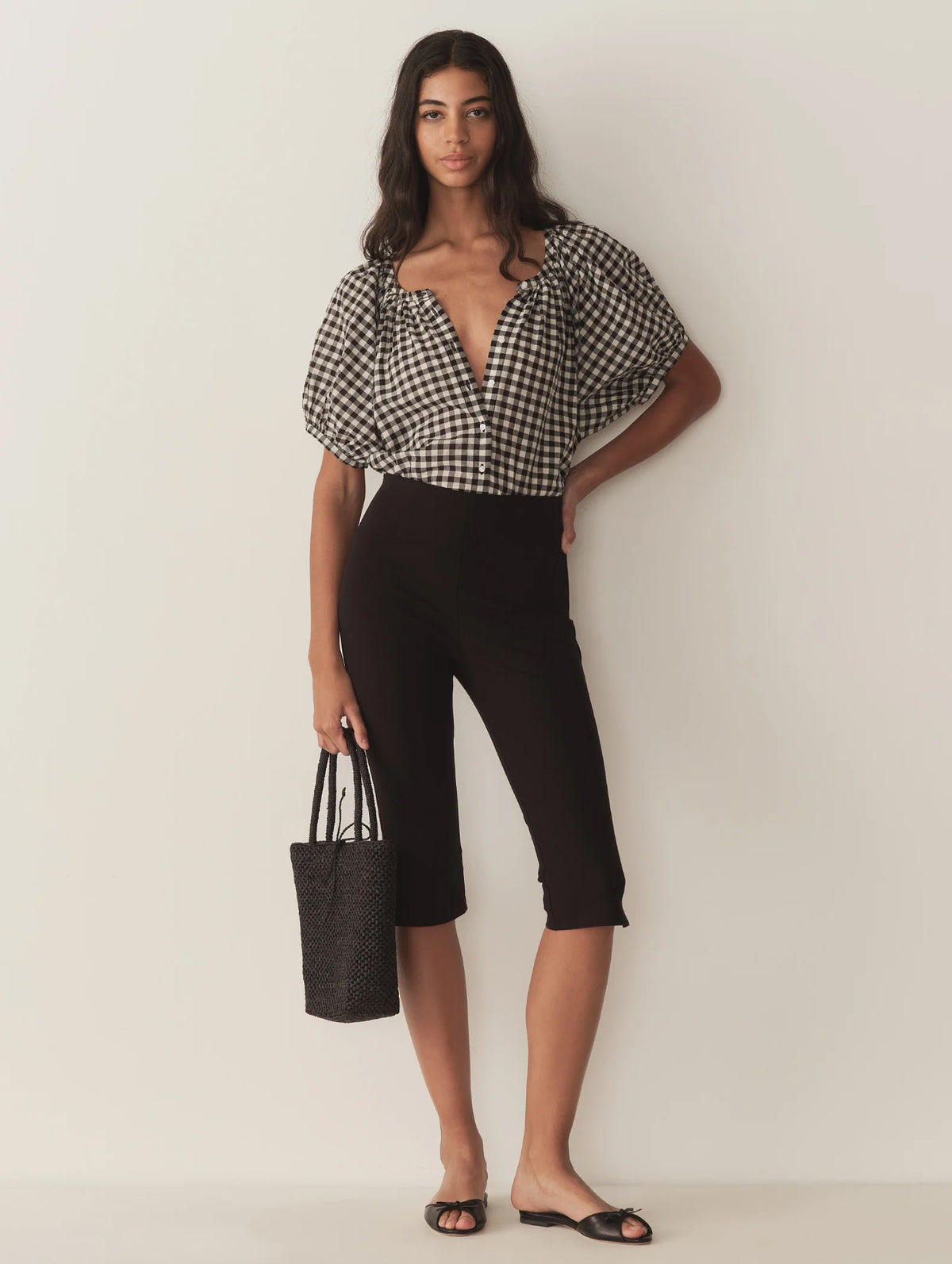 June Top in Noir Greta Gingham