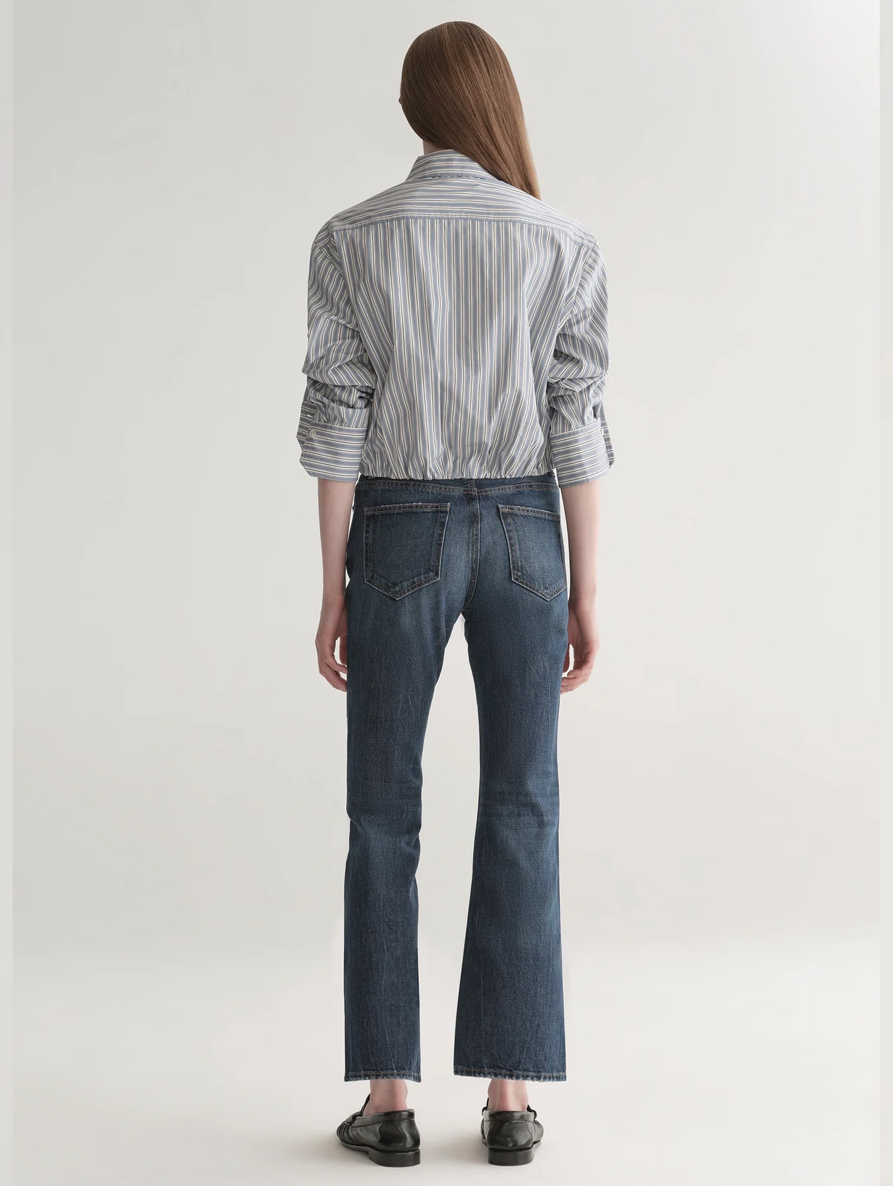 Leo Cotton Top in White and Steel Blue