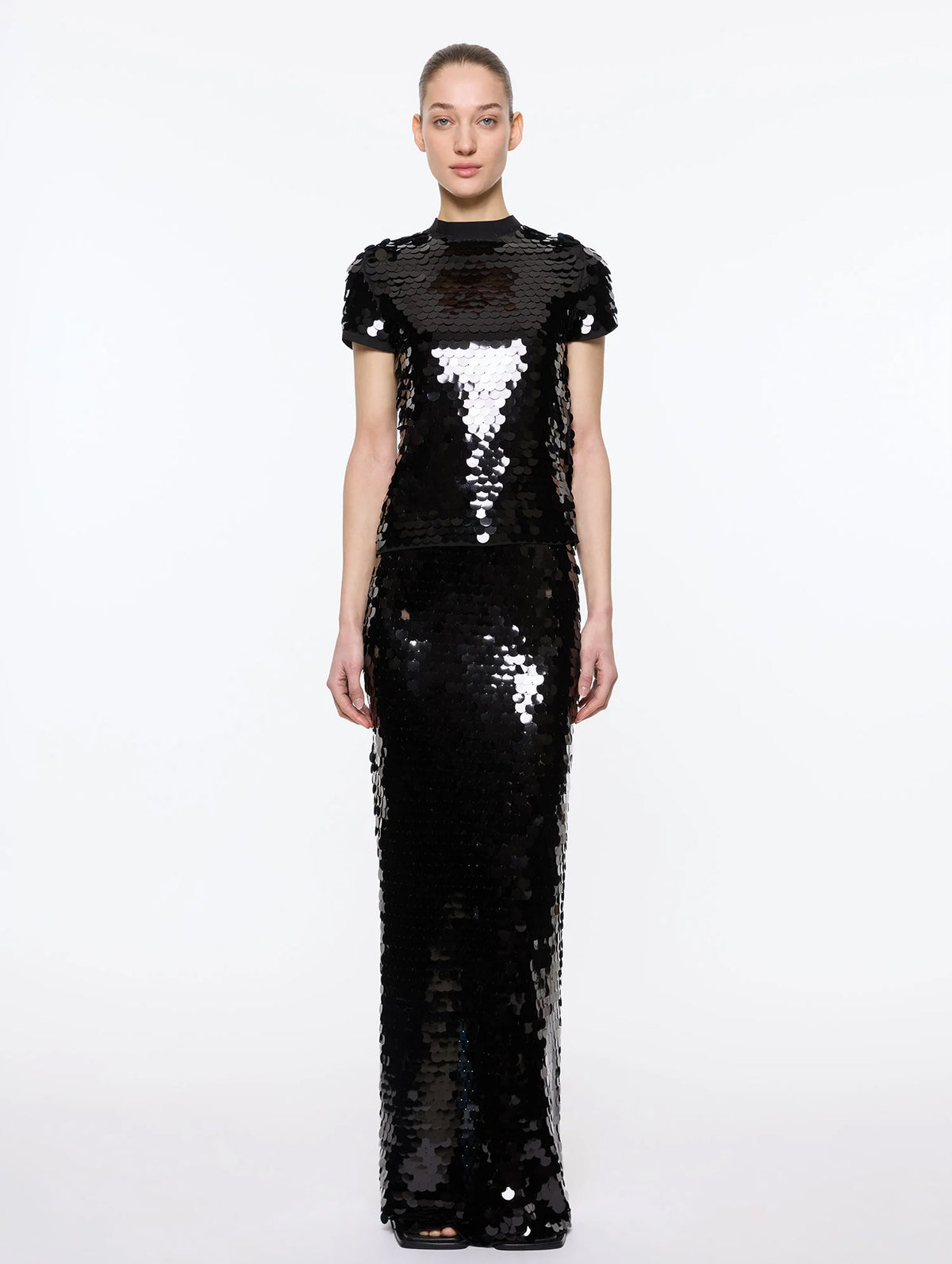 Mermaid Tee in Black Sequin