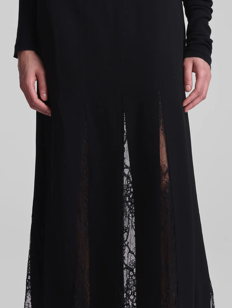 Mira Lace Midi Skirt in Black