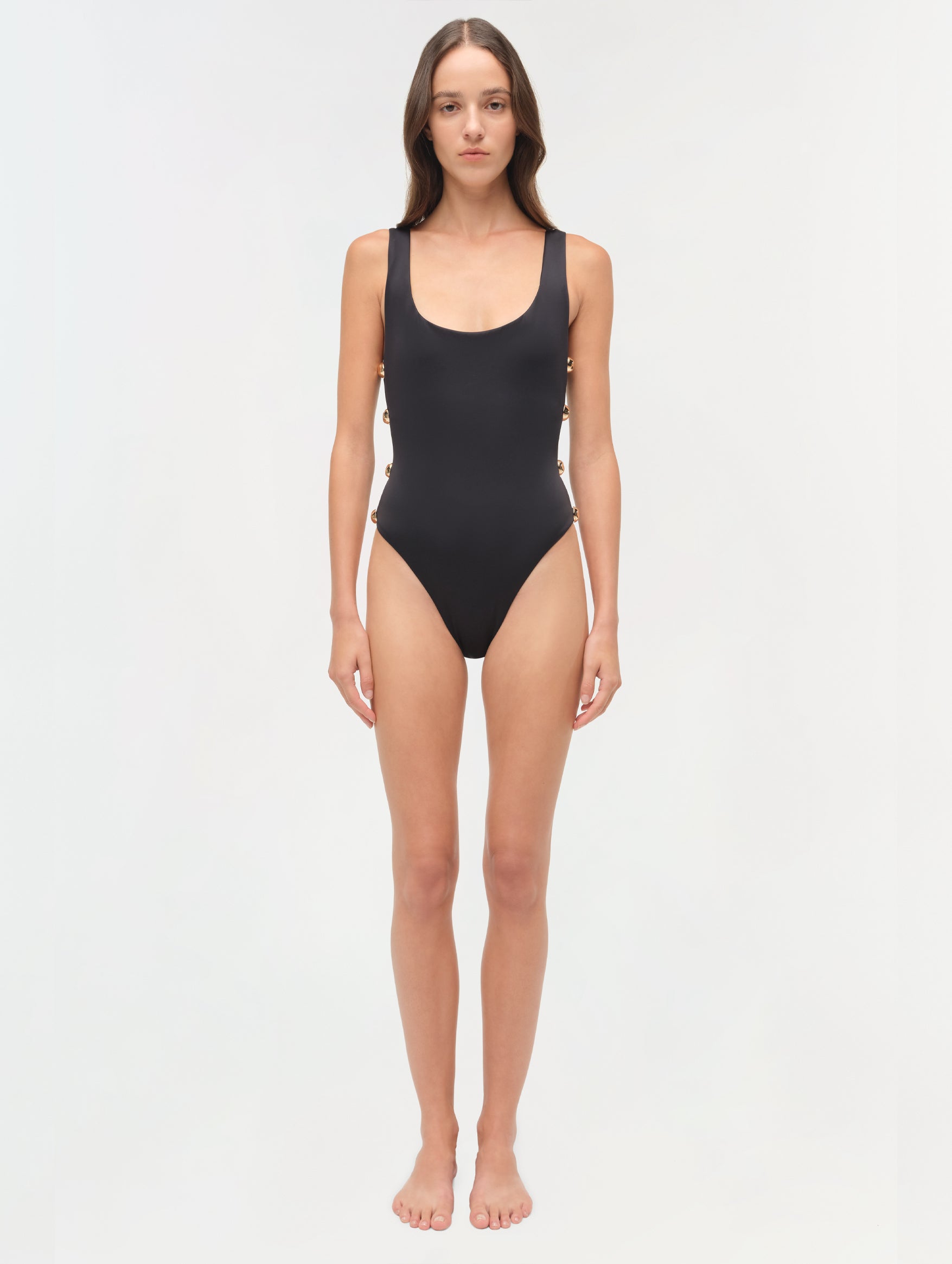Mona Scoop Neck Swimsuit in Black