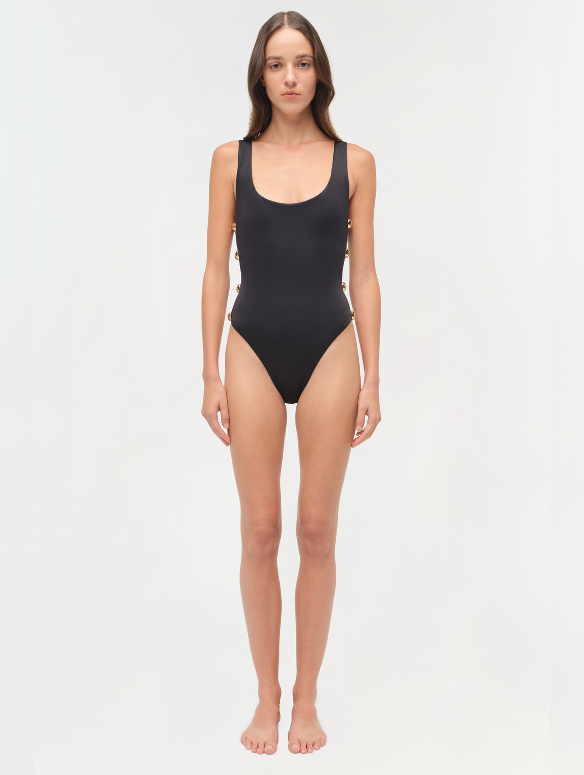 Mona Scoop Neck Swimsuit in Black