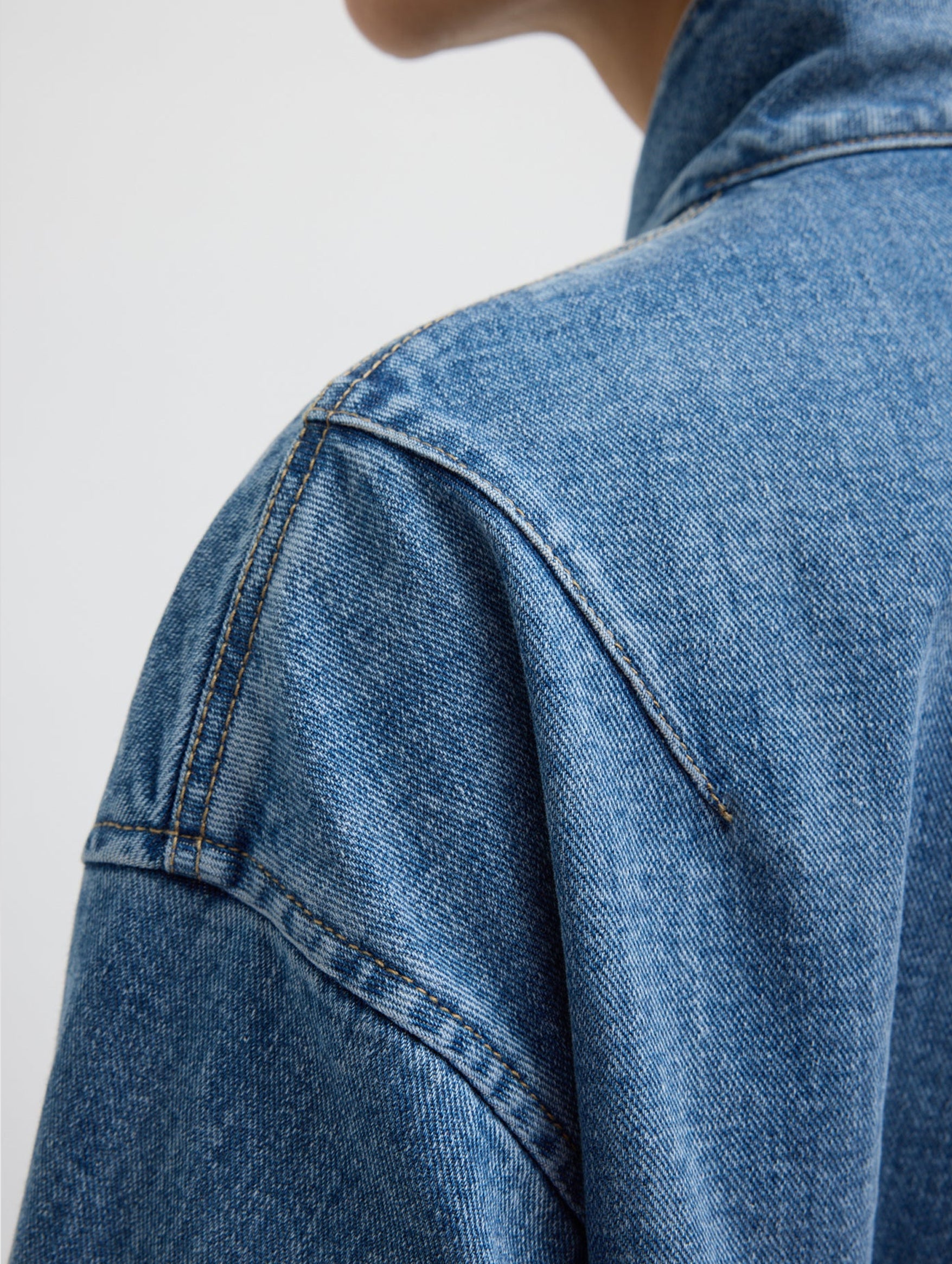 Classic Denim Moto Bomber in Classic Blue