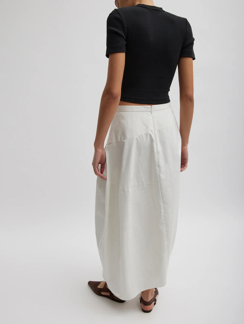 Nylon Asymmetrical Balloon Skirt in White