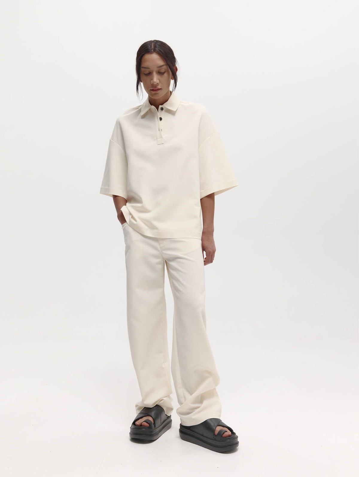 Short Sleeve Orwell Polo in Cream