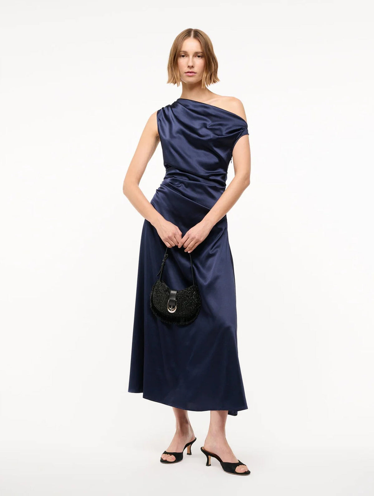 Phare Silk Dress in Navy