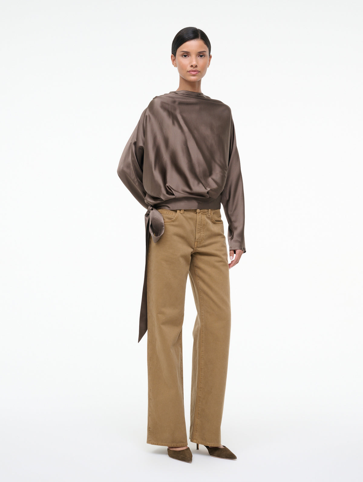 Phoebe Silk Top in Truffle