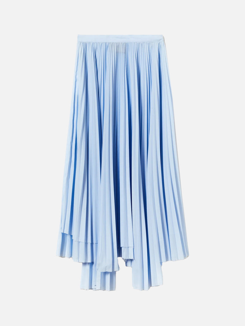 Long Pleated Skirt in Light Blue
