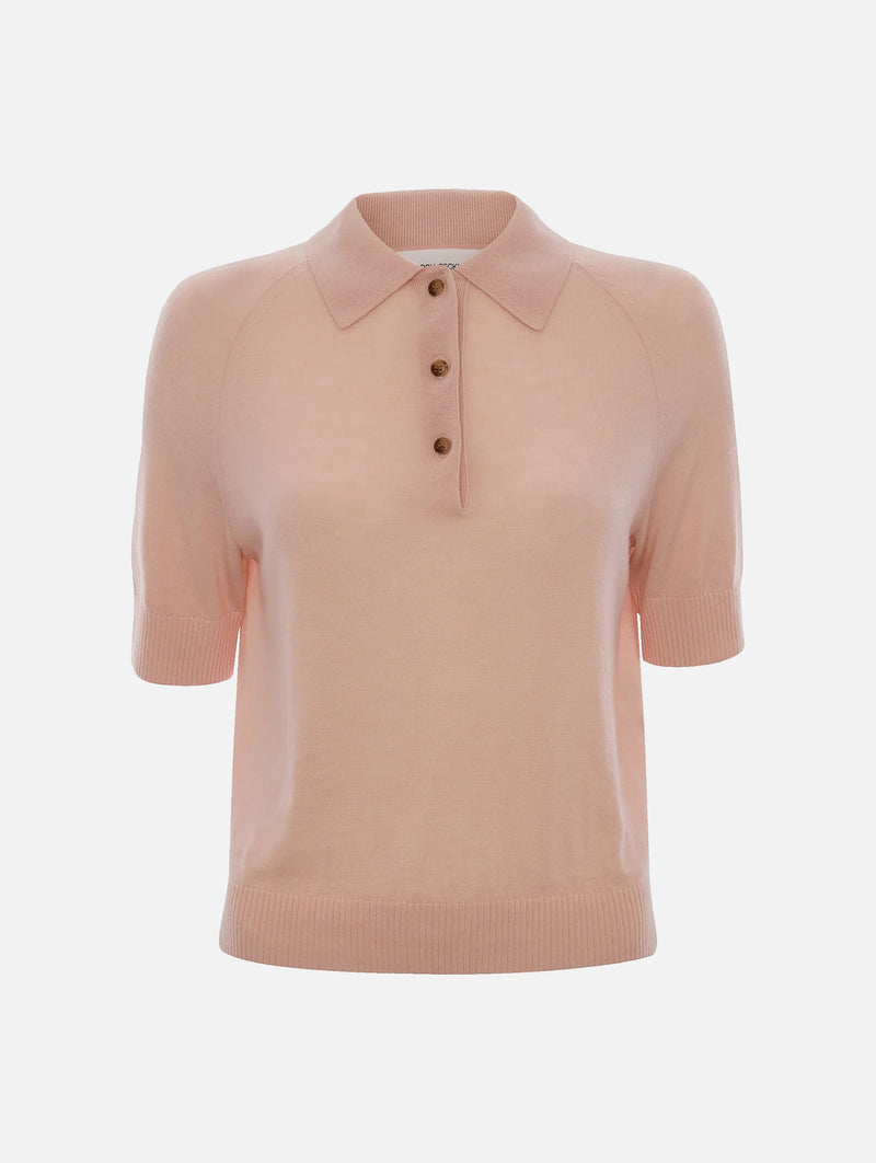Polo Collar T-Shirt in Pale Rose