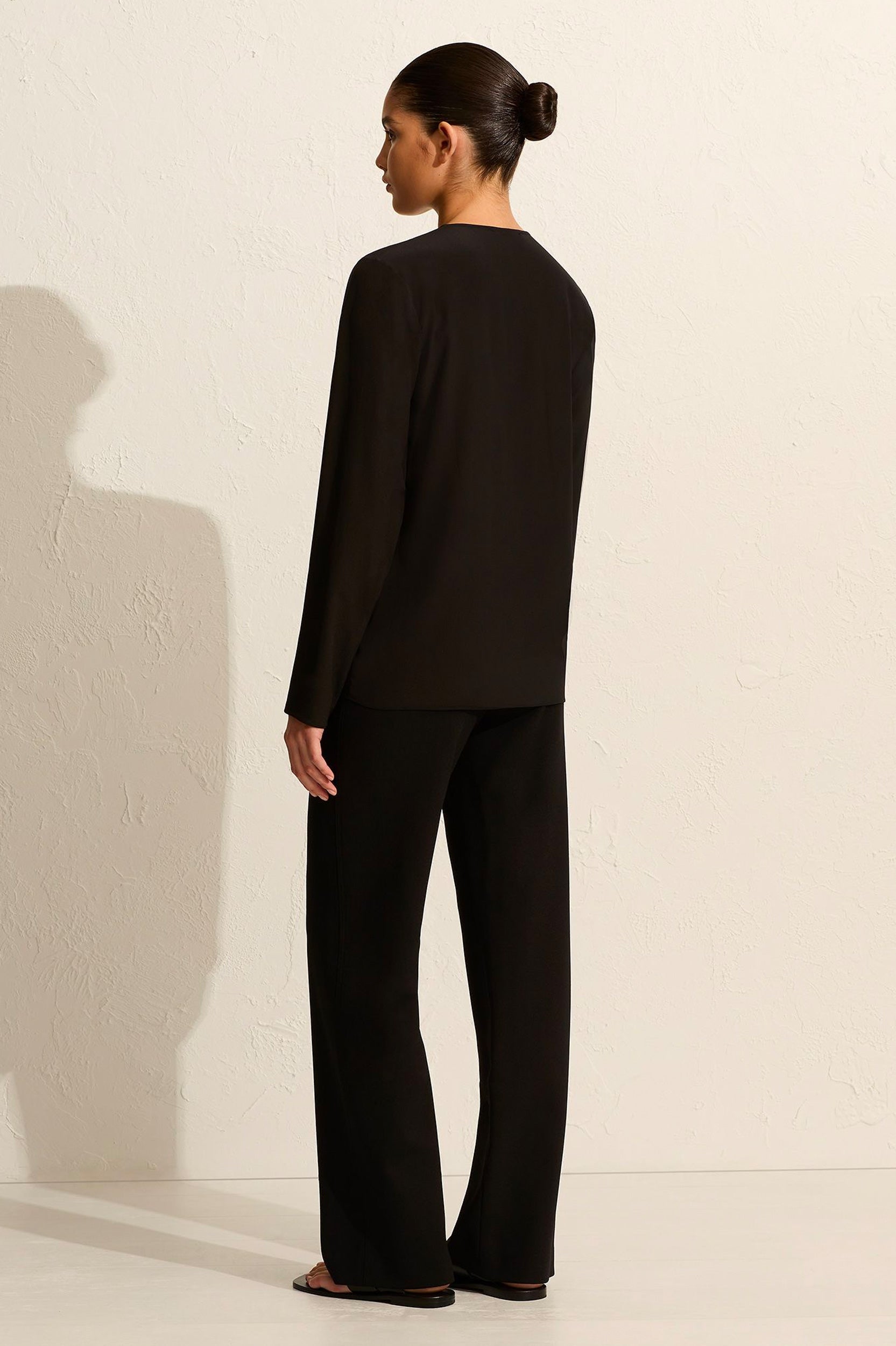 Popover Tie Blouse in Black