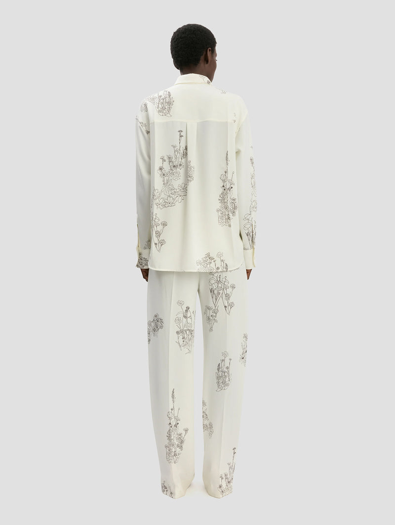 Pyjama Shirt in Off White Floral Print
