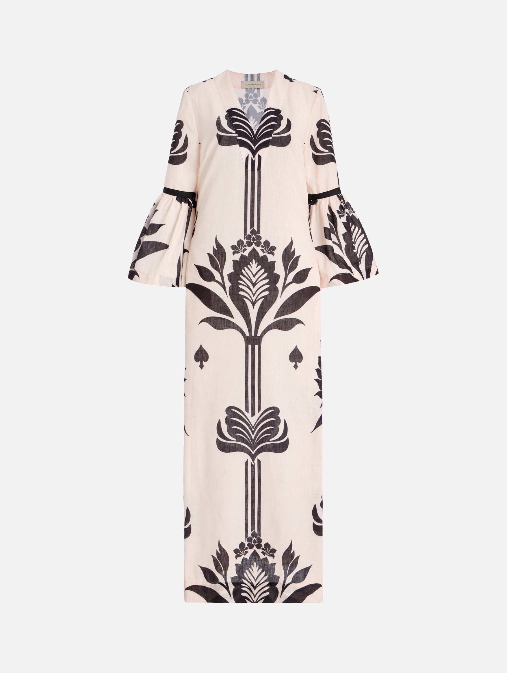 Rajasthan Tunic Dress in Ivory & Black Lotus