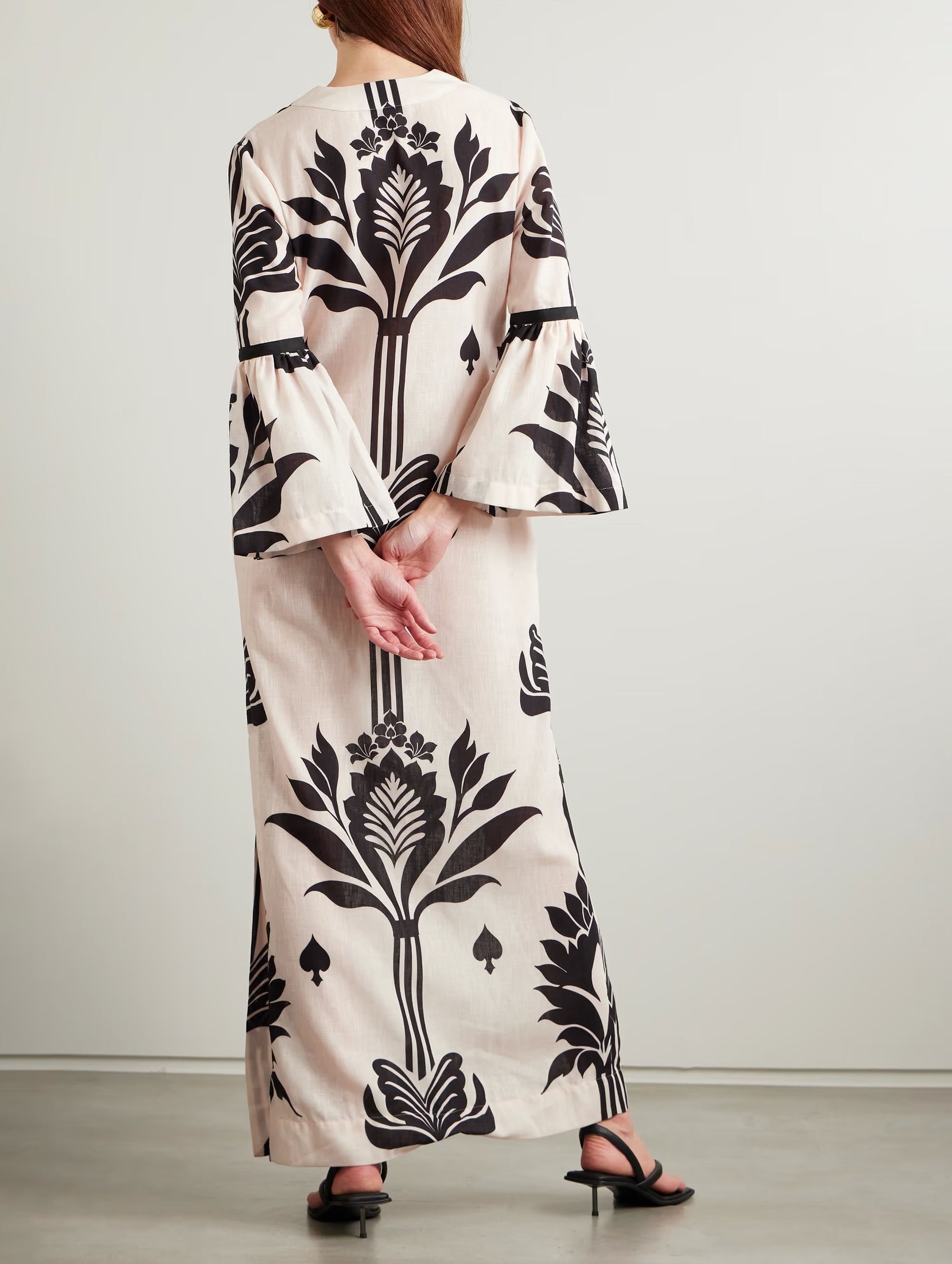 Rajasthan Tunic Dress in Ivory & Black Lotus