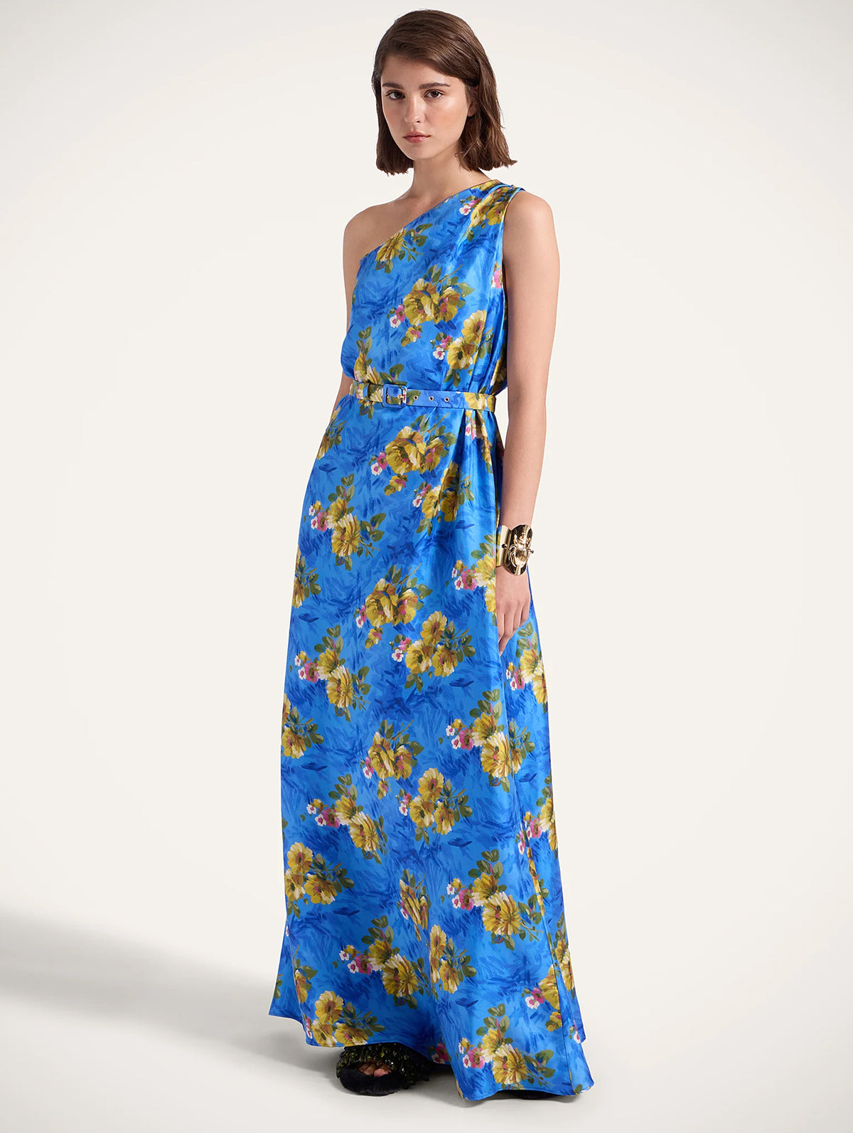 Roy Silk Dress in Riptide Blue