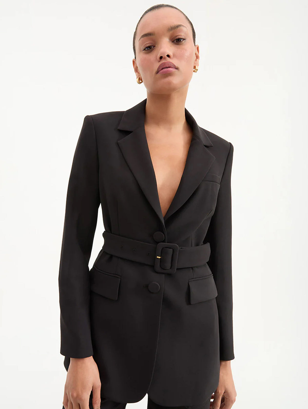 Ryanne Belted Dickey Jacket in Black